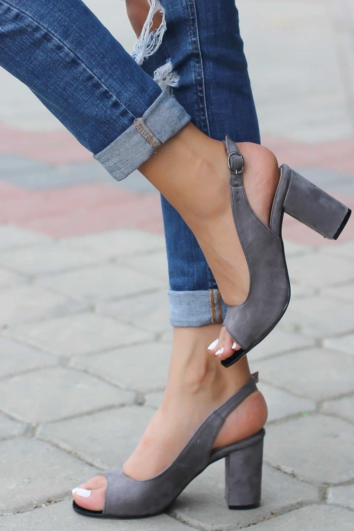 Aleyna Gray Suede Heeled Shoes