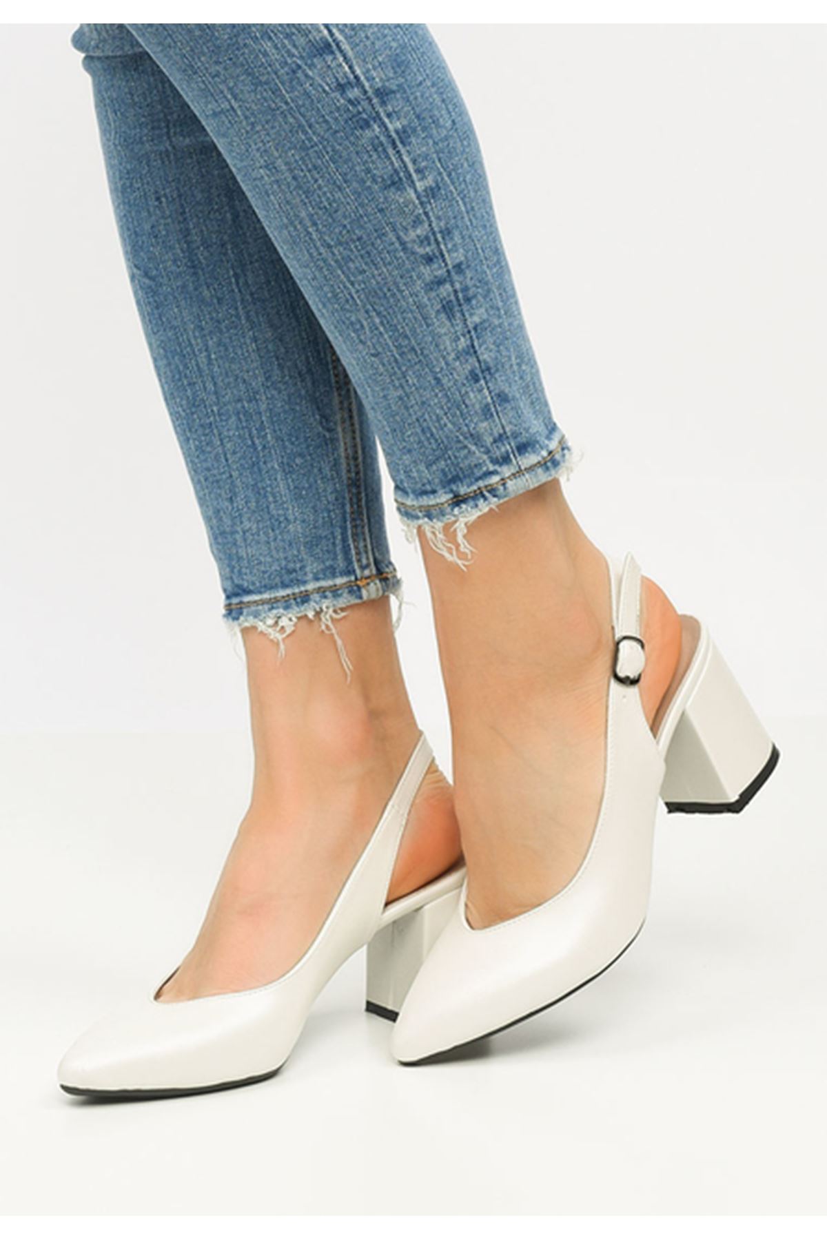 Elena White Heeled Shoes