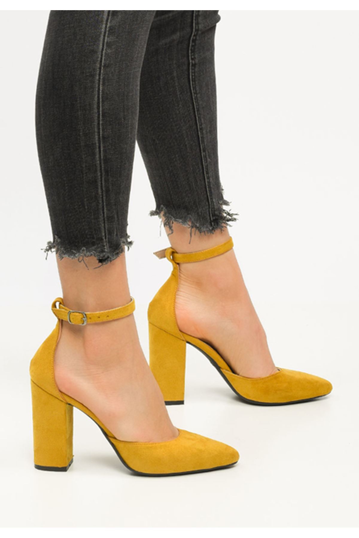 Shoes Gokce Mustard Suede with Heels