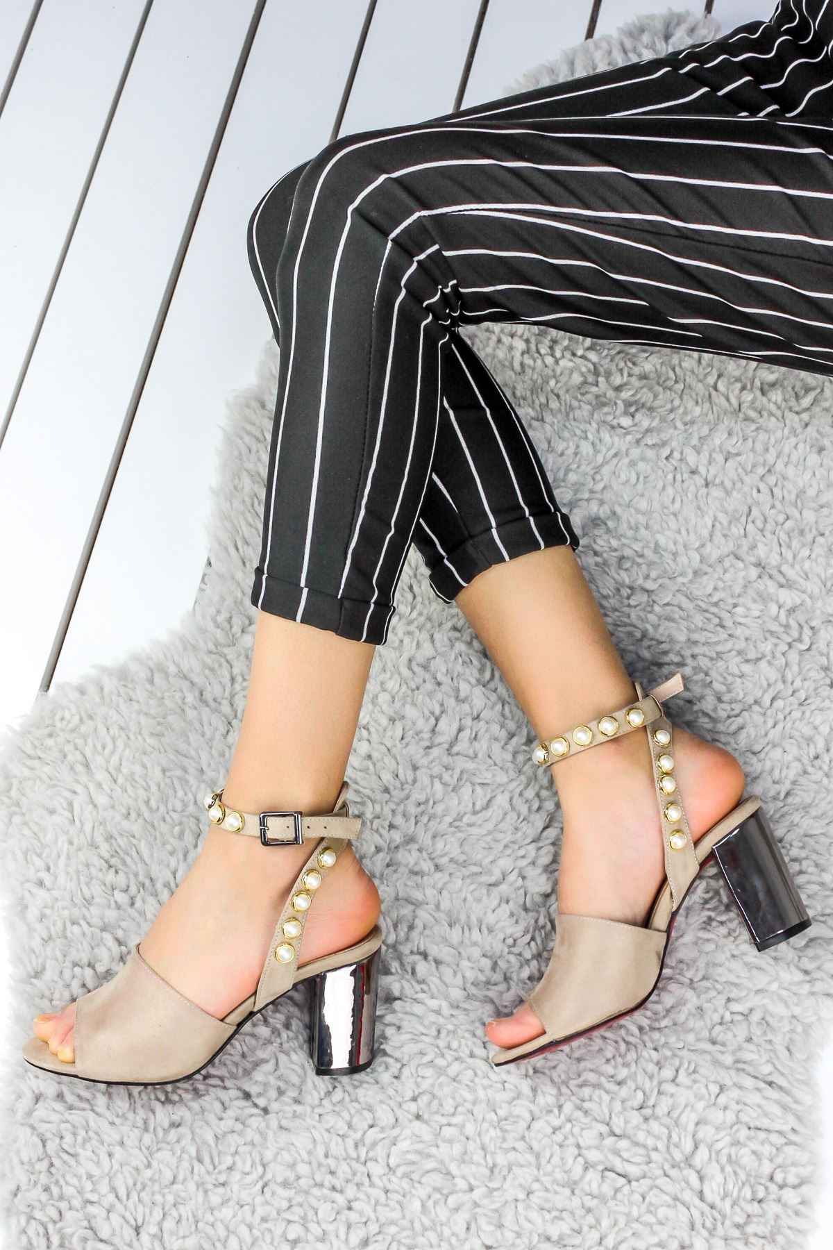 Mimoza Beige Heeled Shoes