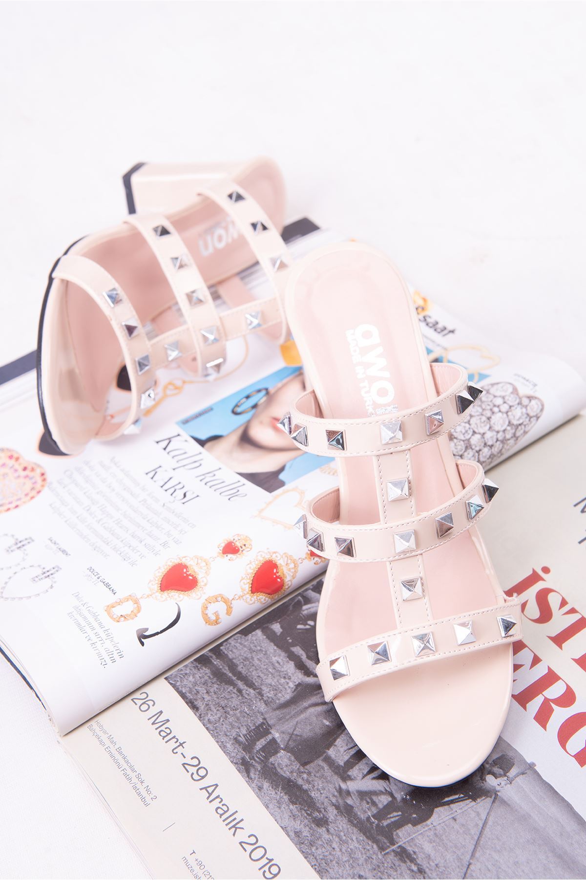 slippers Zoe cream with heel