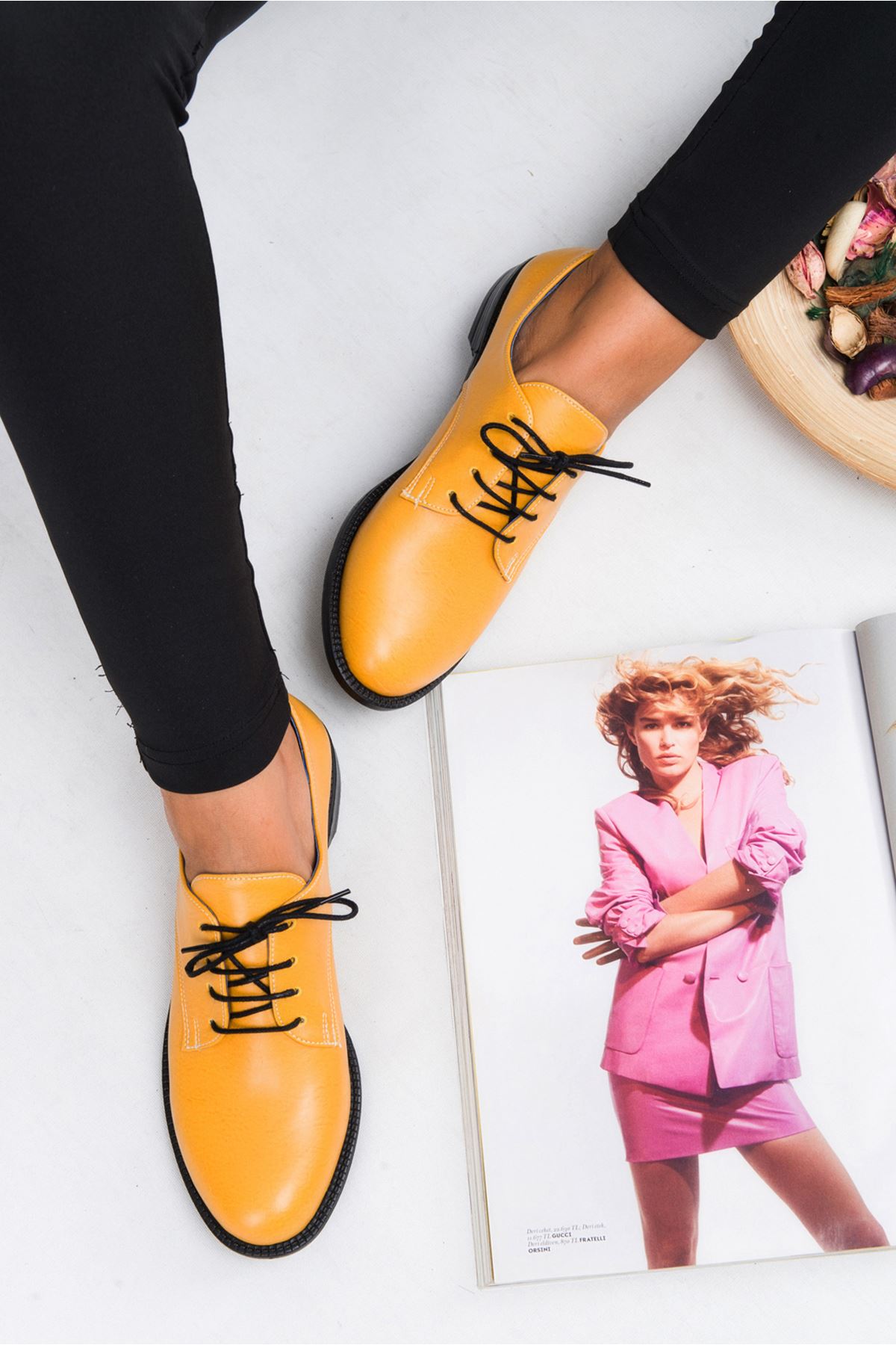 Flat shoes Benito mustard