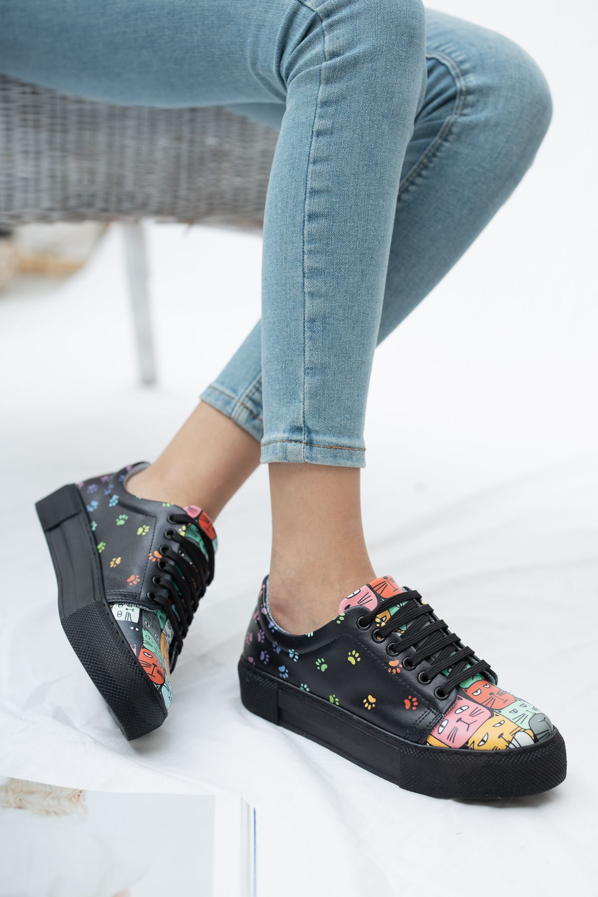 Sports Shoes İnfer Black Cat Pattern