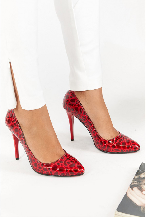 Shoes Mercy red Bean with Heeled